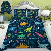 2/3pcs Bedding Set with Bag Dinosaur Cartoon Pattern Children's Birthday Bedroom Gift,Full (80"x90")