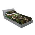 thumbnail image 2 of Ambesonne Fantasy Fitted Sheet & Pillow Sham Set, Fantasy Tiger Galaxy, Twin, Green, 2 of 2