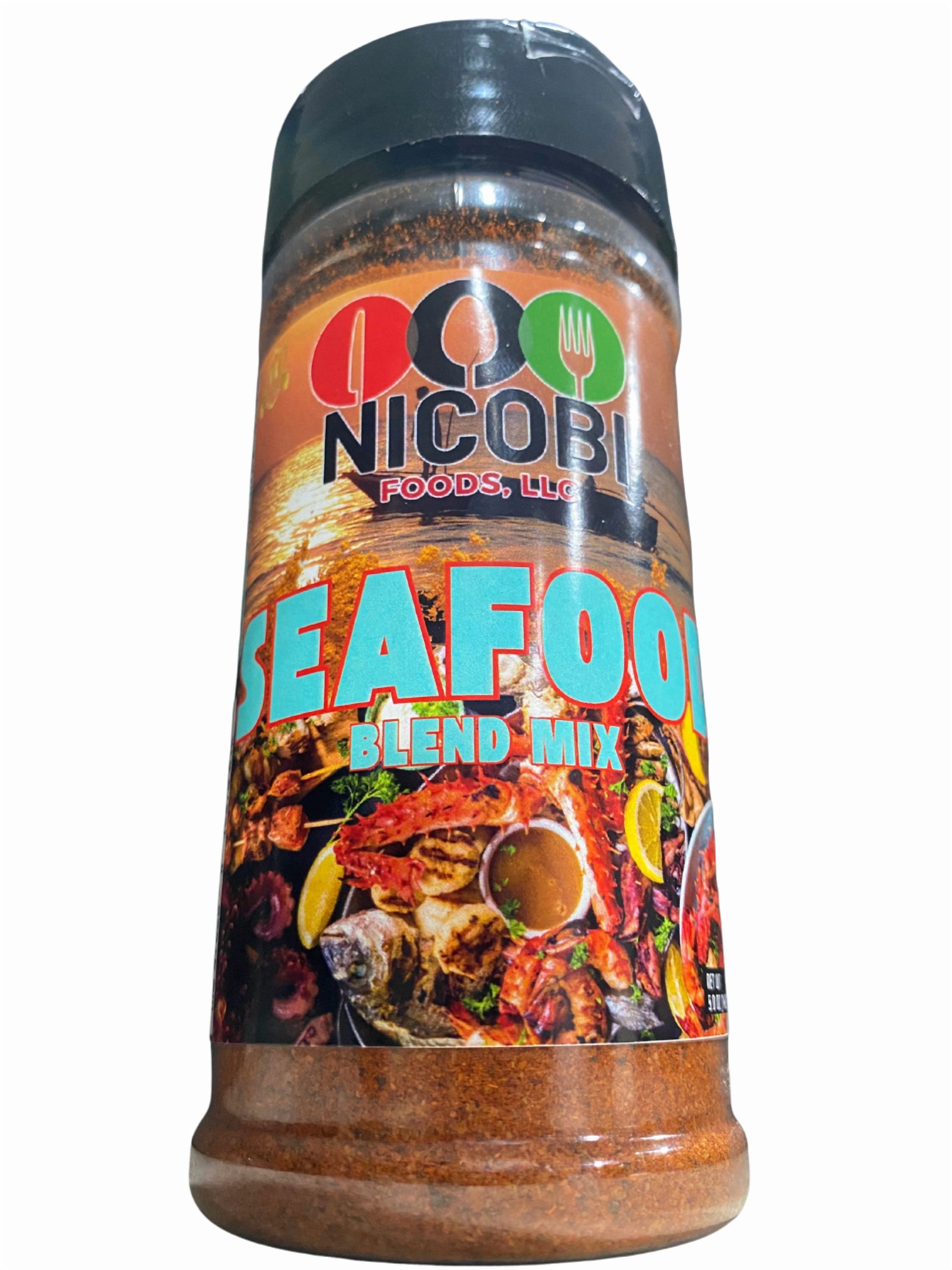 Nicobi Foods Full Spice Pack – Soul Dust Mild, Soul Dust Spicy, Black-N-Bold Cajun, Seafood Blend, Jerk Seasoning, Cinnamon Roll Spice, Complete Flavor Collection (5 oz each)