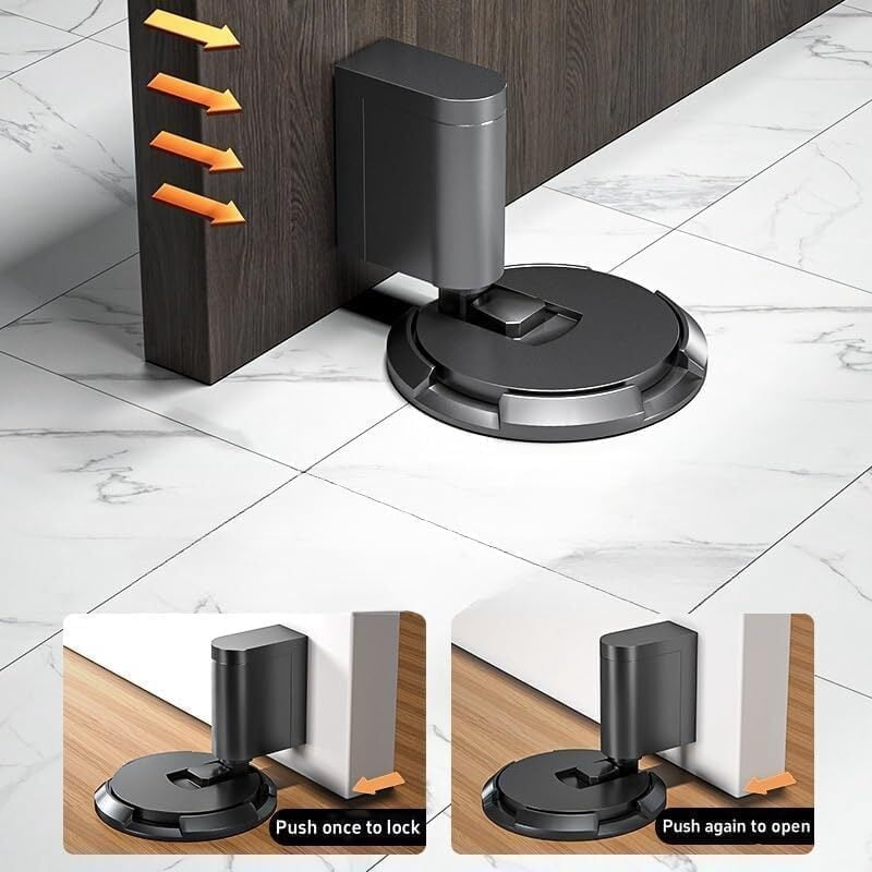 Mechanical Floor Door Stopper - Invisible Mechanical Door Stop - 2024 New Punch-Free Mechanical Silent Floor Door Stop,Adjustable Height Door Holder for Within 3/4 Inch High Door Gaps (B)