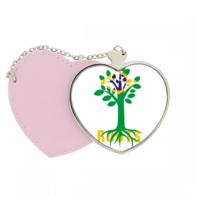 Brésil Ancestral Faly Drapeau Racines Miroir Voyage Sac à Main Maquillage Coeur Rose