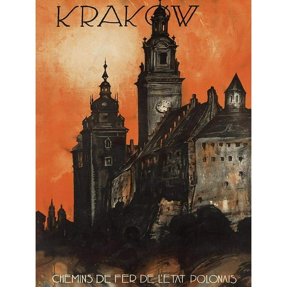 Affiche d'Art Mural Non Encadrée Château Rail France Krakow Poland Wawel Décoration Maison Premium