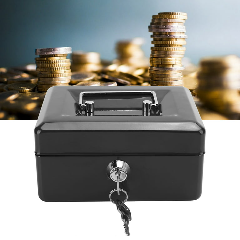 OTVIAP Money Storage Box,6in Mini Portable Cash Box Lockable Security Money  Safe Box with Key Lock Home Office Use,Safe Lock Box 