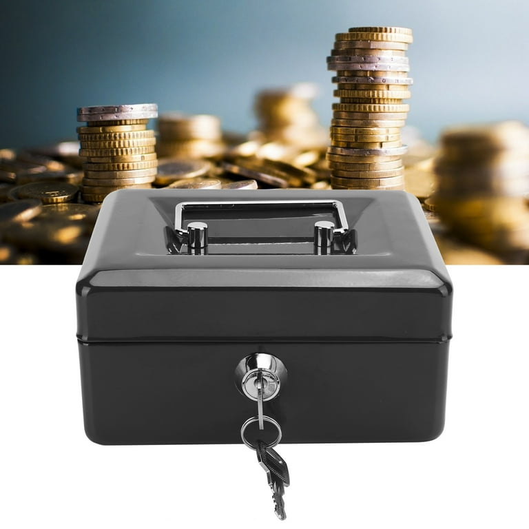 OTVIAP Money Storage Box,6in Mini Portable Cash Box Lockable Security Money  Safe Box with Key Lock Home Office Use,Safe Lock Box