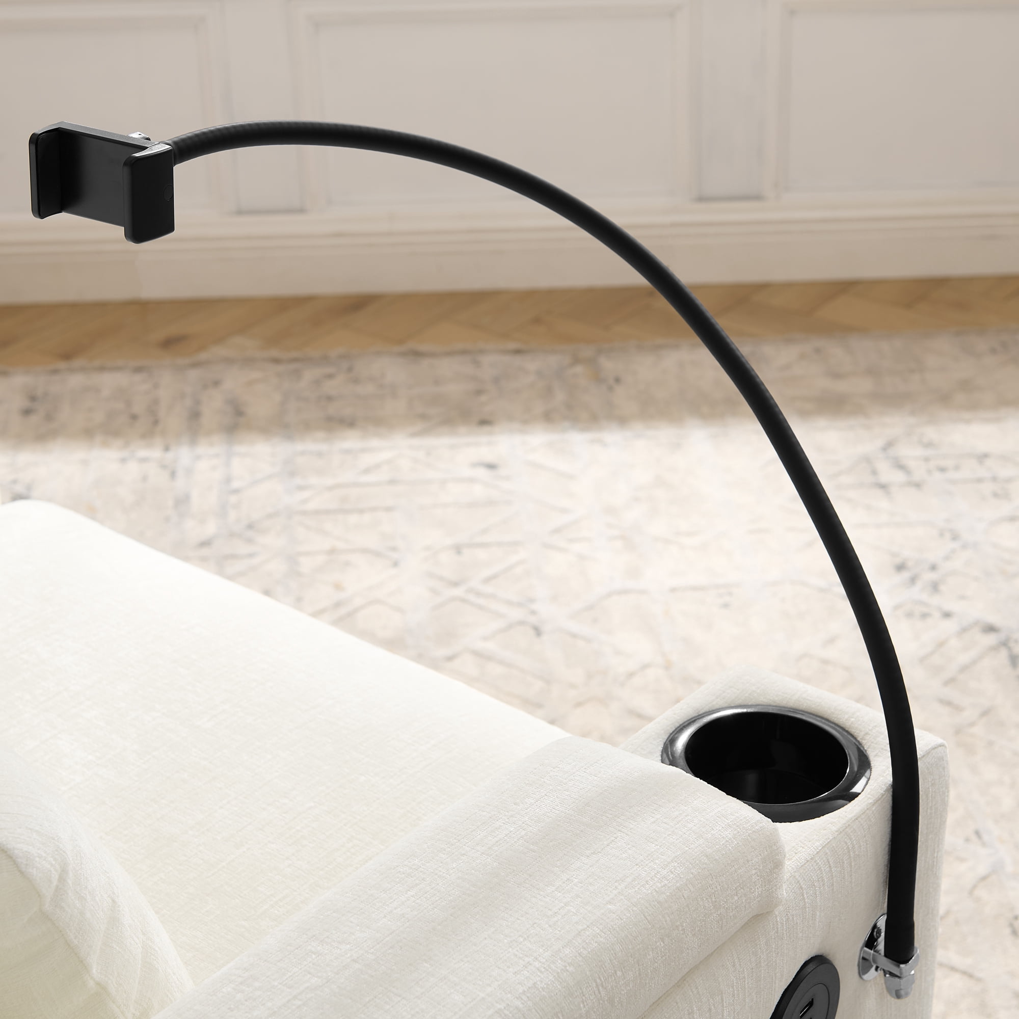 Recliner Chair with Adjustable Backrest, Cup Holders, USB Charging Port, Phone Stand, Arm Storage and Storage Ottoman