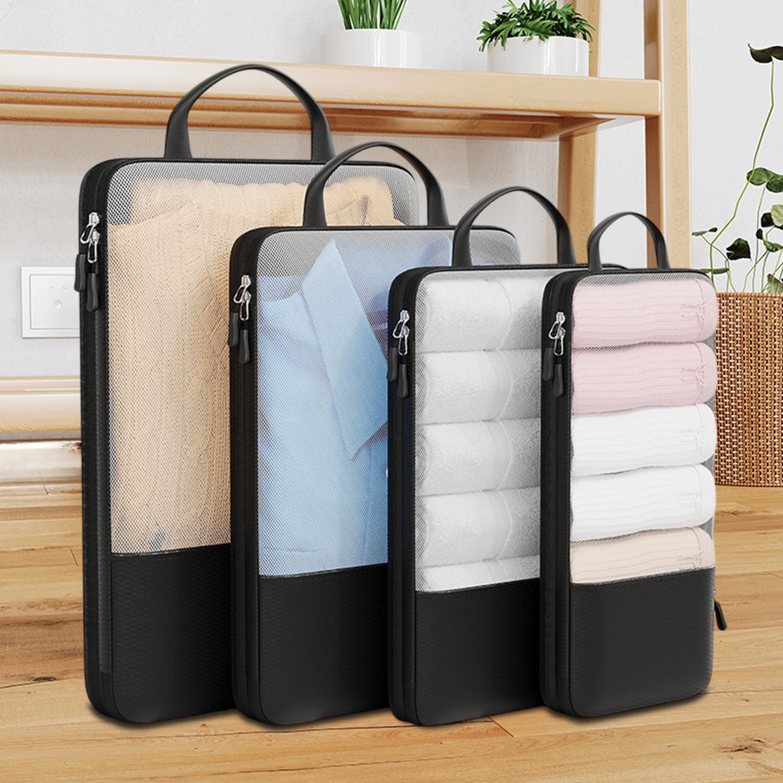 Travel Compression Packing Cubes,Space-Saving Luggage Organizers,Nylon Storage Bags,Clothes Packing Organizers,Travel Accessories,Reduce Luggage Wrinkles,Compact Travel Storage