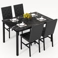 thumbnail image 6 of MIERES Marble Dining Table Set for 4, Faux Marble Kitchen Table and Chairs Set, Rectangle Dining Table with 4 Leather Dining Chairs, 5 Pieces Dinette Sets for Breakfast Nook, Apartment, Black, 6 of 10