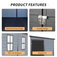 thumbnail image 5 of Garden Sheds 4x8ft Outdoor Resin Garden Shed with Floor and 2 Windows, Plastic Patio Outdoor Storage Shed with Lockable Door for Garden Tools, Bicycles, Trash Cans, Gray+Black,Outdoor Sheds, 5 of 8