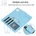 thumbnail image 5 of SaniMore for iPhone 15 Pro Max 6.7" 2023 Case, Flip Folio PU Leather Wallet Cover with Detachable Shell Wrist Strap Kickstand Card Slots Business Shockproof Case with Magnetic Clasp, Lightblue, 5 of 9