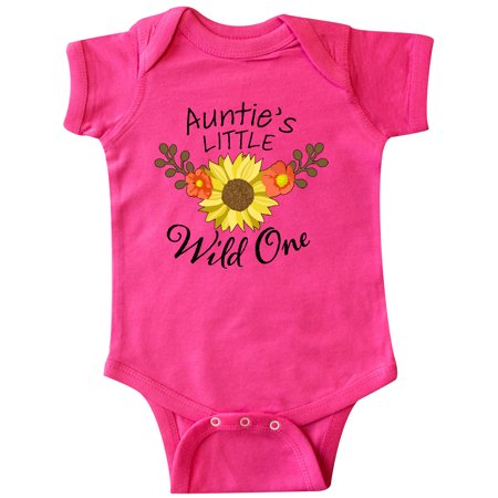 

Inktastic Auntie s Little Wild 1 with Beautiful Sunflower Gift Baby Boy or Baby Girl Bodysuit
