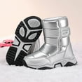 thumbnail image 5 of Miluxas Girls Glitter Snow Boots Kids Warm Faux Fleece Lined Anti-Slip Outdoor Winter Shiny Shoes Toddler/Little Kid/Big Kid Silver 3(38), 5 of 9