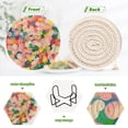 thumbnail image 4 of Yayeee 6 PCS Drink Coasters with Holder Set Woven Absorbent Round Tabletop Hot Pad, Pink Colorful Circles, 4 of 7