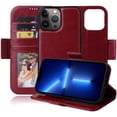 thumbnail image 1 of navor Detachable Magnetic Wallet Case Compatible with iPhone 13 Pro Max [6.7 inch] [Folio], RFID Protection Kickstand -Maroon, 1 of 7