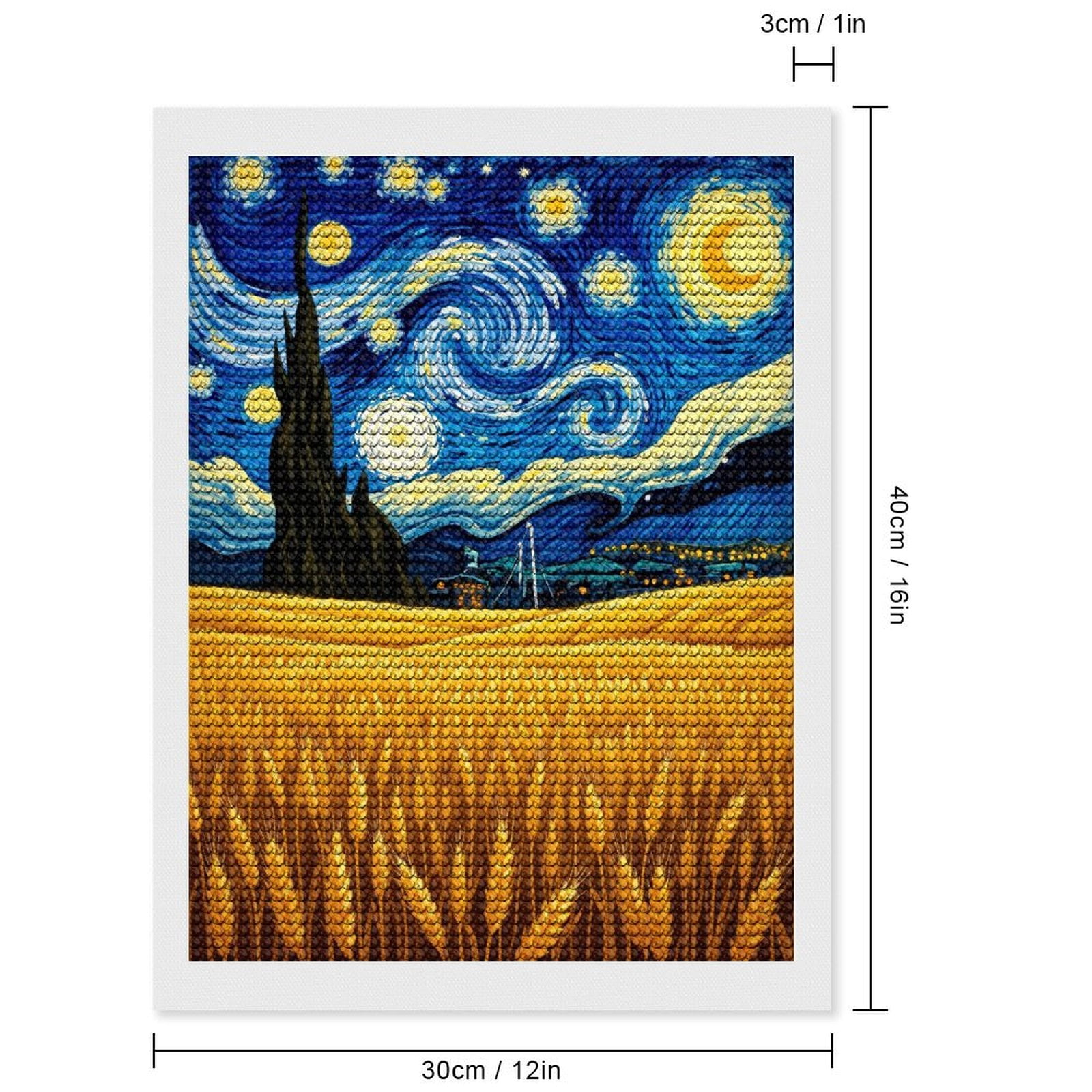 Diamond Art Kits for Adults, Starry Night Wheat Field Painting 5D Diamond Painting Kits for Adults Beginners, DIY Full Drill Diamond Painting, Gem Art and Crafts 12x16