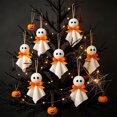 thumbnail image 2 of Fabric Ghost Ornament with Orange Bow, Handmade Cloth Ghost Hanging Pendant, Soft Halloween Decoration for Tree, Car Mirror, Door, Wall, Window, Cute Non-Scary Holiday Decor for Home, 2 of 6