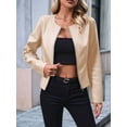 thumbnail image 6 of Women'S Plus Size PU Leather Jacket Zip Up Crew Neck Long Sleeve Jacket Outerwear Apricot Color S, 6 of 9