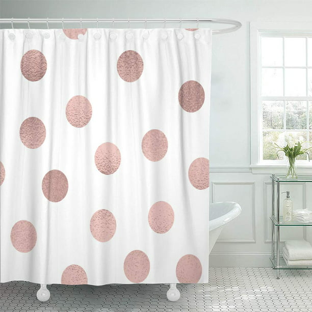 Suttom Pink Pattern Rose Gold Dots On, Rose Gold Pink Shower Curtain