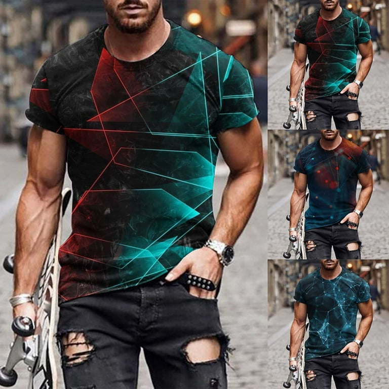 Cool Graphic T-Shirt for Men's Personalised Short-Sleeve Running Gym  Workout Shirt Casual Big and Tall Tee Shirts