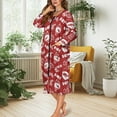 thumbnail image 2 of FKELYI Red Christmas Snowman Candy Print Women Zip Up Robe Nightgowns Comfy House Coats Full Length House Sleepwear Dress Long Sleeve Bathrobe with 2 Pockets, XL, 2 of 6