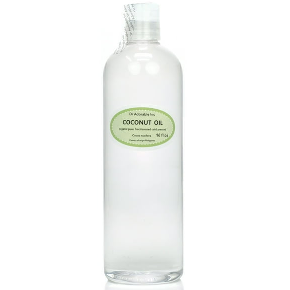 Dr Adorable - 16 oz - Fractionated Coconut Oil - 100% Pure Organic Natural Moisturizing Oil Hair Skin Nails