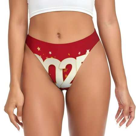Rateoe Happy New 2025 Year Pattern Seamless Women Underwear Thongs No Show Ladies Thong No Line Breathable Comfortable Panties Undies for Women-4X-Large