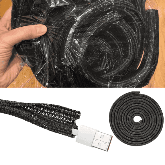 Nilight Cable Sleeve 10Ft-1/4" Cord Management Sleeves, Braided Sleeving, Split Self Wrapping Wire Loom for Computer Electrical Automotive Harness