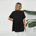 thumbnail image 2 of FJUCHAI Womens Shirts V Neck Short Sleeve Buttons Tops Tee Solid Color Blouse Loose Fit S-XXL, 2 of 10