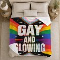 thumbnail image 4 of Rainbow Pride Lettering Illustrated Print Soft Flannel Blanket, Typography Art Style for Lettering Art Lovers, Housewarming Gift for Bedroom and Living Room, Home Decor, 4 of 7