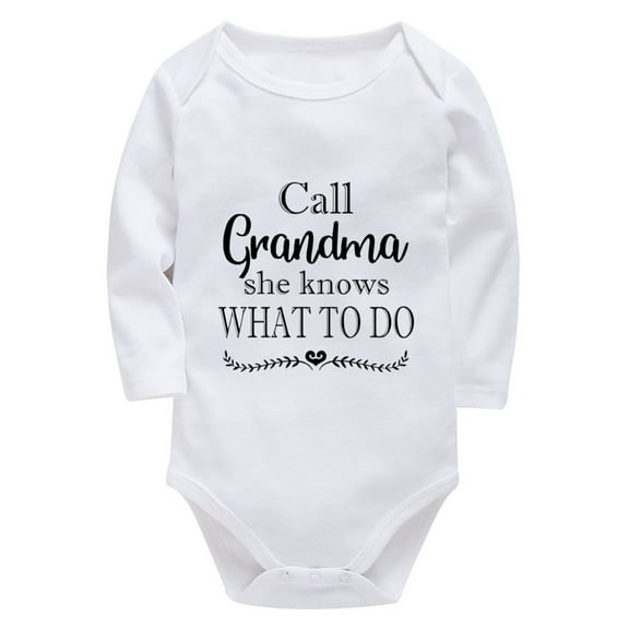 Call Grandma She Knows What To Do Infant Romper Long Sleeve Girls Romper White 6 Month Onesie