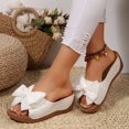 thumbnail image 5 of Willtoo Wedge Platform Sandals for Women Summer Dress Low Heels Cute Bow Open Toe Slides Sandals Soft Comfortable Slip On Beach Vacation Slippers Shoes White US-7.5（EU-39）, 5 of 5