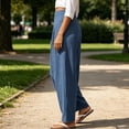 thumbnail image 6 of Ninixx Womens High Waist Barrel Leg Pants Cotton Linen Pleated Wide Leg Trousers with Pockets Relaxed Fit, 6 of 9
