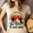 thumbnail image 4 of Christian T-Shirt – The Gospel of Jesus Christ Mountain Cross Tee, 1 Corinthians 15:1-4, Light Blue, Size S, 4 of 6