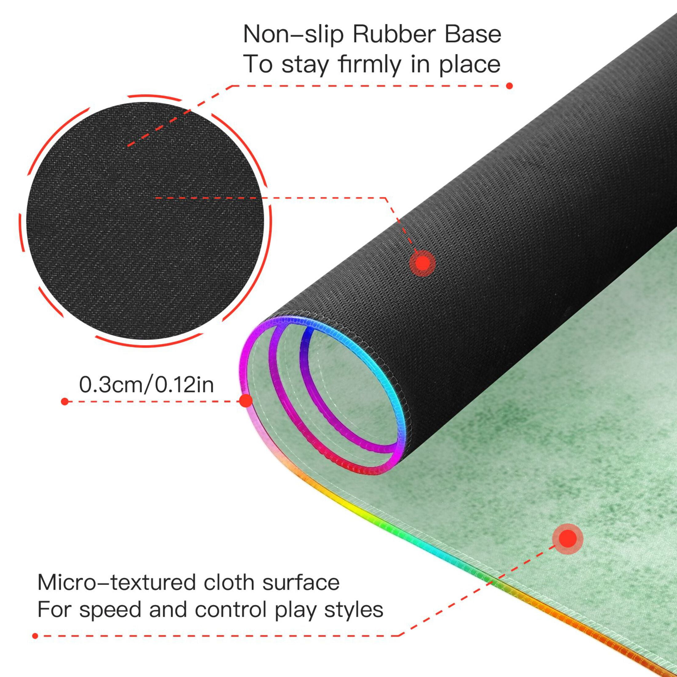 RGB Gaming Mouse Pad 15W Wireless Charging Large Waterproof Desk Mat 13 Light Modes Mousepad 31.5x11.8 Colorful Green Watercolor