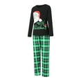 thumbnail image 3 of Elippeo Christmas Family Pajamas Matching Set Santa Claus Print Long Sleeve Tops and Green Plaid Pants Sleepwear, 3 of 10