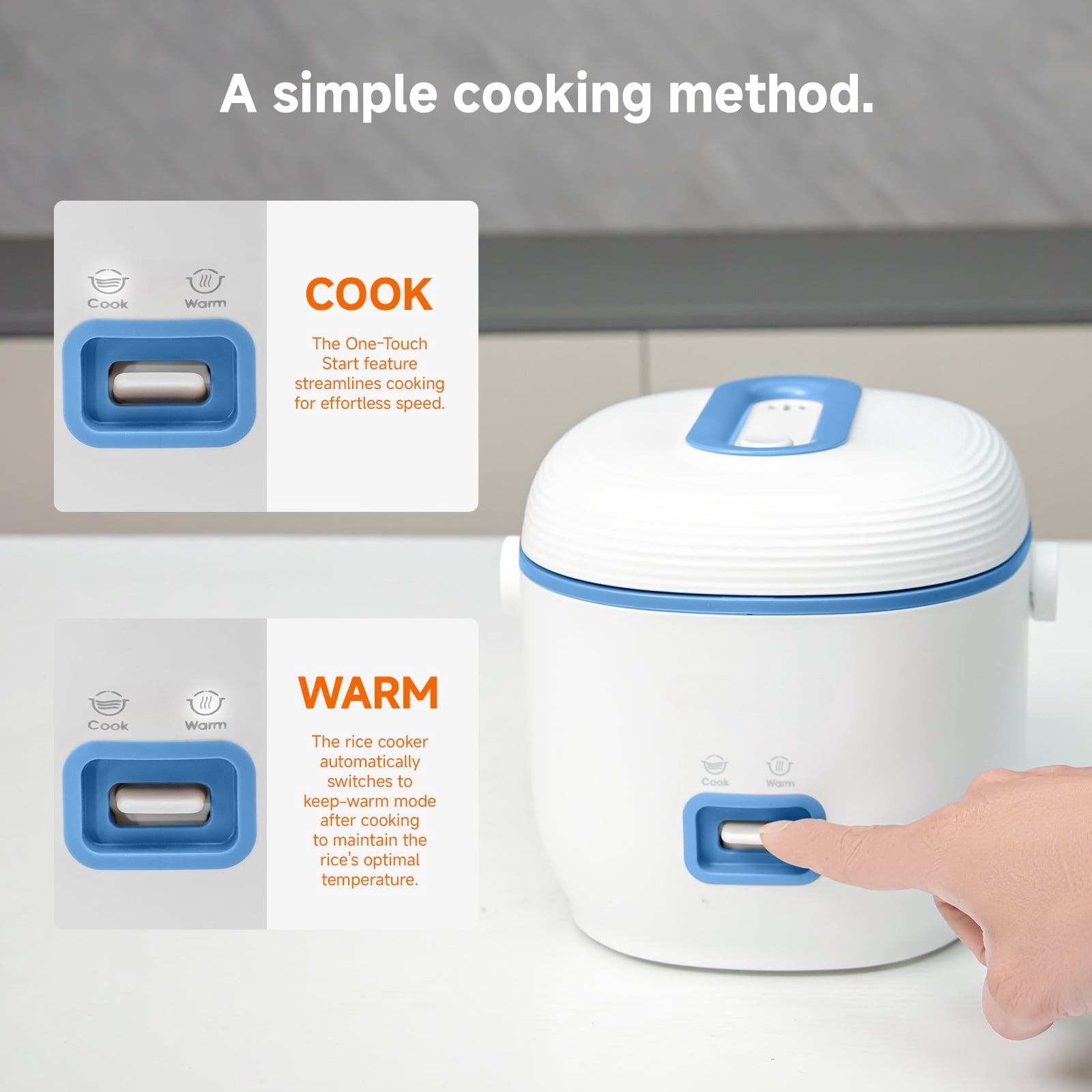Mini Rice Cooker, Blue