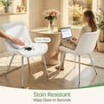 thumbnail image 6 of Modern Faux Leather Dining Chairs Set of 2, Upholstered Kitchen & Dining Room Chairs with Backrest, Durable Metal Legs(White, Silver Legs), 6 of 11