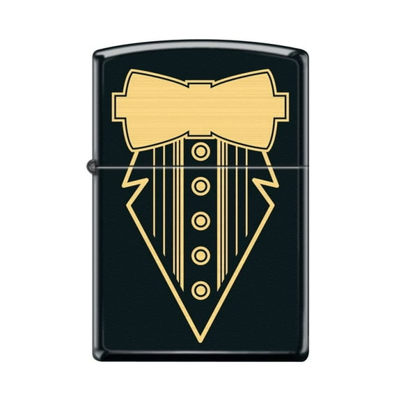 Zippo Lighter - Personalized Custom Message Engraved on Backside for Groomsman Wedding Tuxedo Black Matte #Z5288