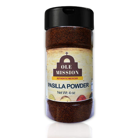 Pasilla Chili Powder 4 oz Ground Chile For Mole Sauce, Taco Seasoning, Tamales, Salsa, Chili, Meats, Soups, Stews by Ole