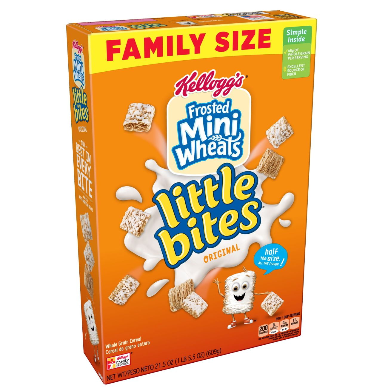 Kellogg's Frosted Mini-Wheats Little Bites, Breakfast Cereal, Original, Family Size, 21.5 Oz