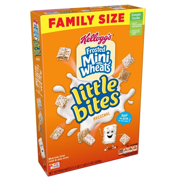 Kellogg's Frosted Mini-Wheats Little Bites, Breakfast Cereal, Original, Family Size, 21.5 Oz