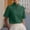 Green, variant on Women's Mandarin Collar Short Sleeve Blouse Button Down with Pocket, Cotton Linen Loose Fit Casual Top for Work Office Everyday Wear