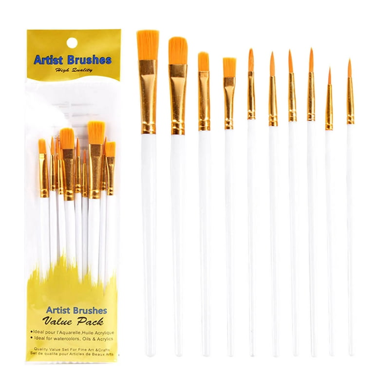 PRINxy Paint Brushes Set, 1 Pack 10 Pcs Plastic Rod Oil Brush Set Painting  Watercolor Hand Painted Art Brush Oil Brush Set,Face Nail Art,Miniature  Detailing and Rock Painting Black 10PC 
