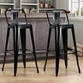 thumbnail image 2 of Set of 2 Baxter Brown Boucle Fabric Bar Stool with Black Iron Legs, 2 of 8