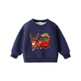 thumbnail image 2 of Girls Sweatshirt Kids Festive Fleece Crew Neck Long Sleeve Pullover Sweatshirt Hoodless Top Navy 4-5 Years, 2 of 9