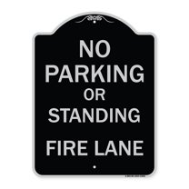 SignMission Designer Series Sign - No Parking or Standing Fire Lane | Black & Silver 18" x 24" Heavy-Gauge Aluminum Architectural Sign | Protect Your Business & Municipality | Made in
