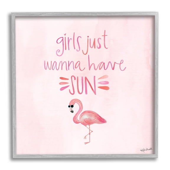 Stupell Industries Girls Just Wanna Have Sun Tropical Summer Phrase Framed Wall Art, 12 x 12, Design by Katie Doucette
