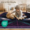 thumbnail image 4 of ODIKA 9'x12' Washable Area Rug Low Pile, Flatwoven, Cyber Galaxy Grid Map Sapcerug Arcade Fireworks Anime Astronaut Refined for Great Room, Indoor Concept, Large Living, 4 of 7