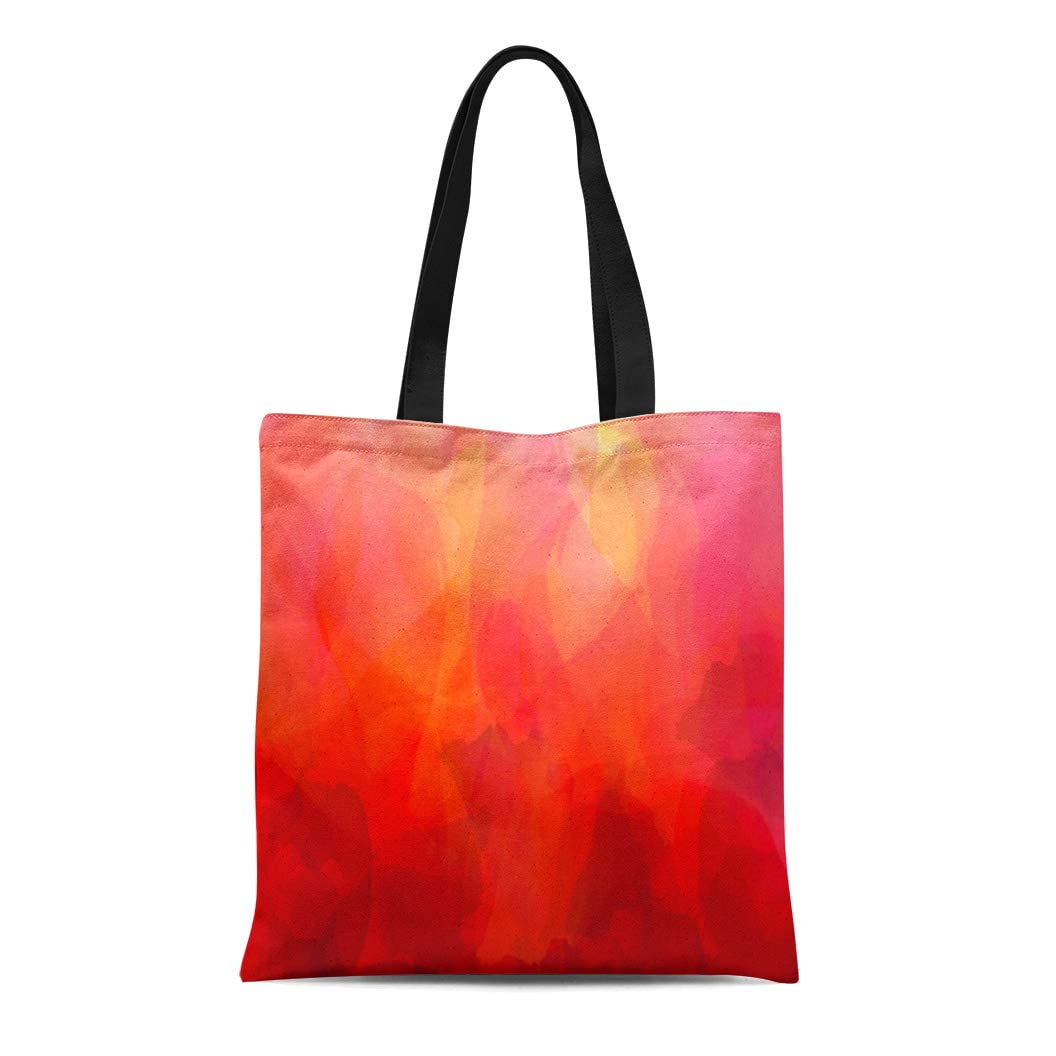 JSDART Canvas Tote Bag Wash Red Orange Yellow Watercolor Vibrant Abstract Reusable Handbag ...