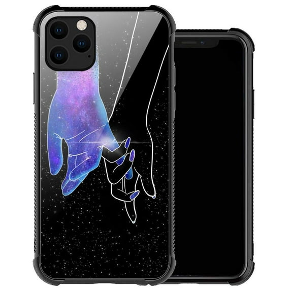 Case for iPhone 12 Pro Max,Hand In Hand Galaxy Pattern TPU Bumper Anti-Slip Case