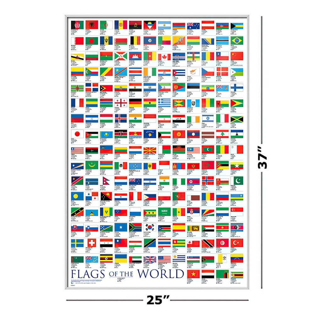 WORLD FLAGS BANNERS BY CONTINENT POSTER CHART PRINT NEW 22X34 FAST FREE  SHIP